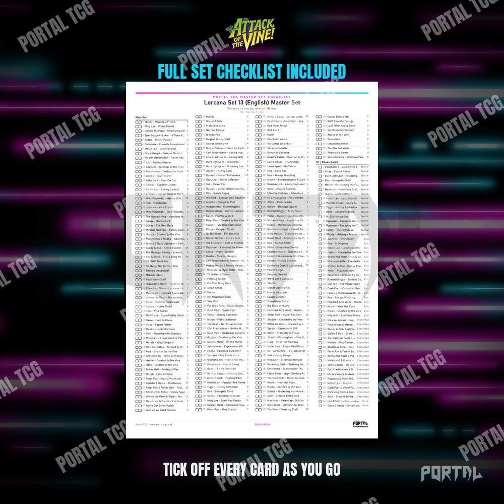 Attack of the Vine Placeholder Cards Checklist - Disney Lorcana