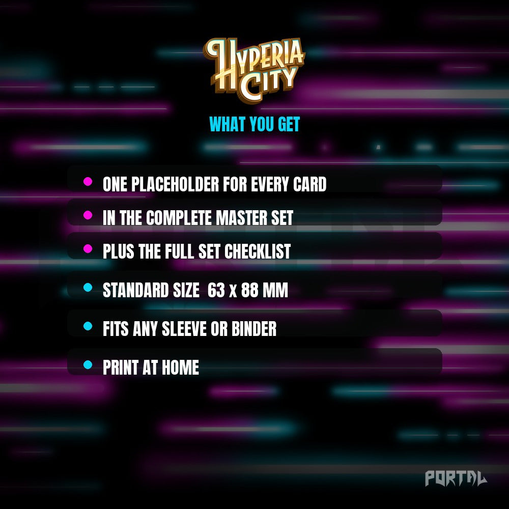 Hyperia City Master Set Placeholders, what you get, Portal TCG