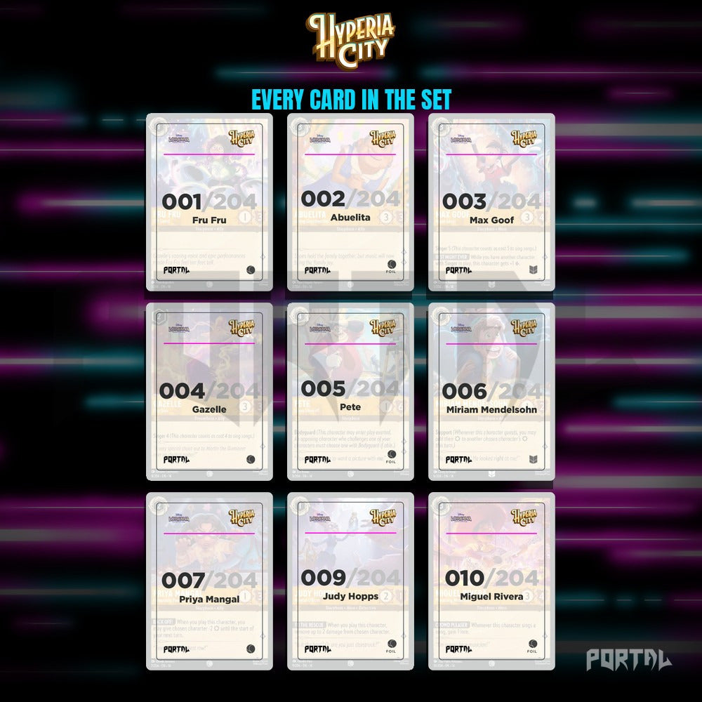 Hyperia City Master Set Placeholders, binder page, Portal TCG