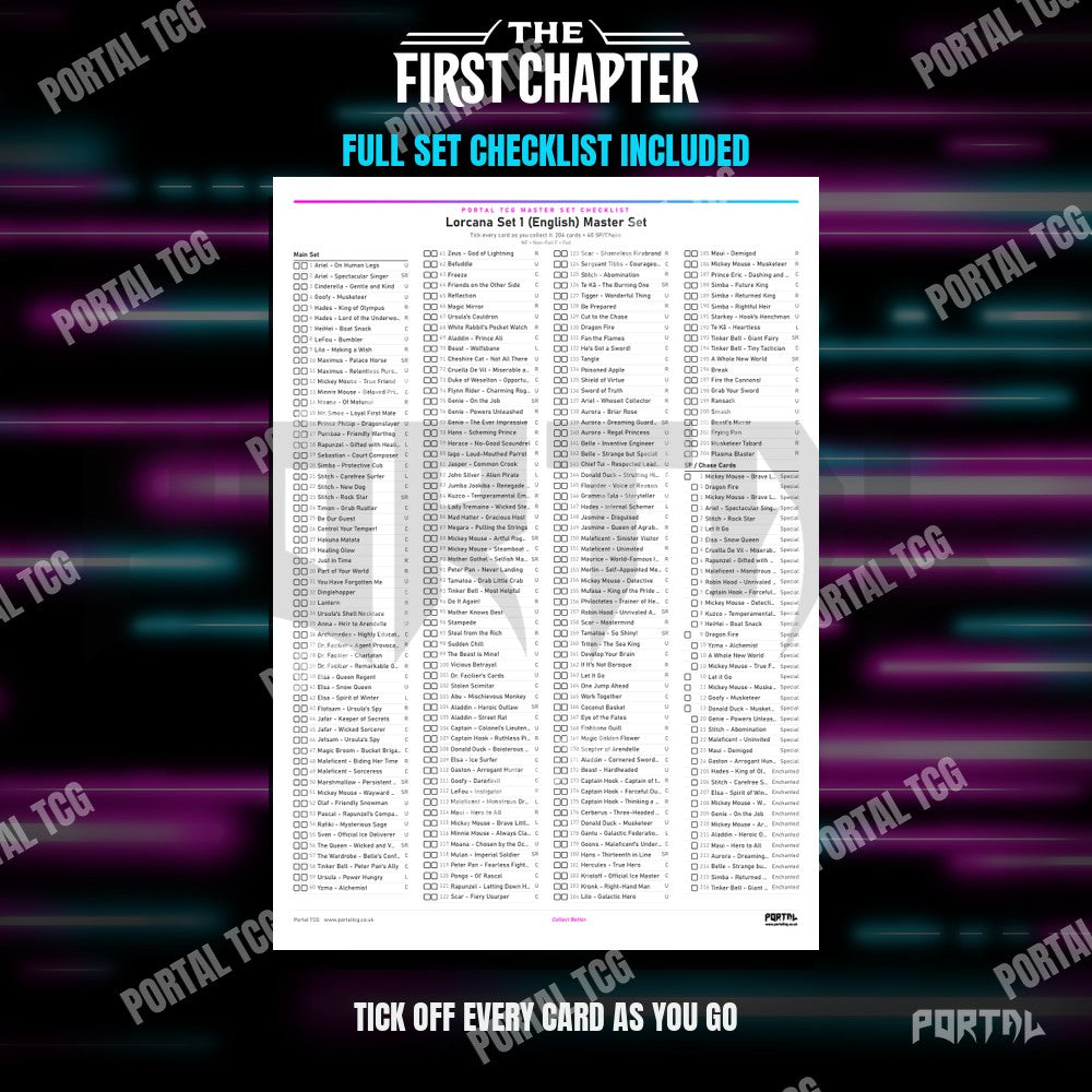 The First Chapter Placeholder Cards Checklist - Disney Lorcana