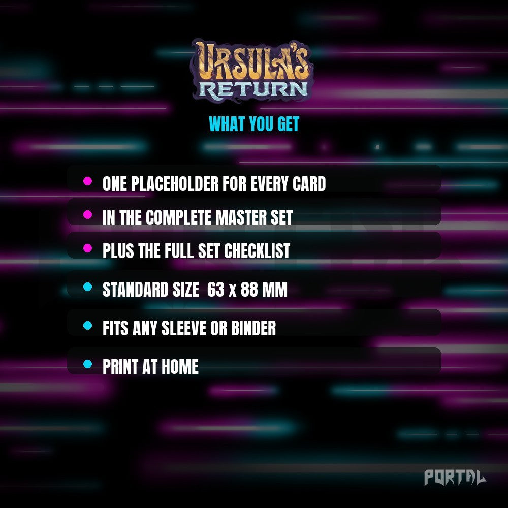 Disney Lorcana Ursula's Return master set placeholders, what you get in the download, Portal TCG