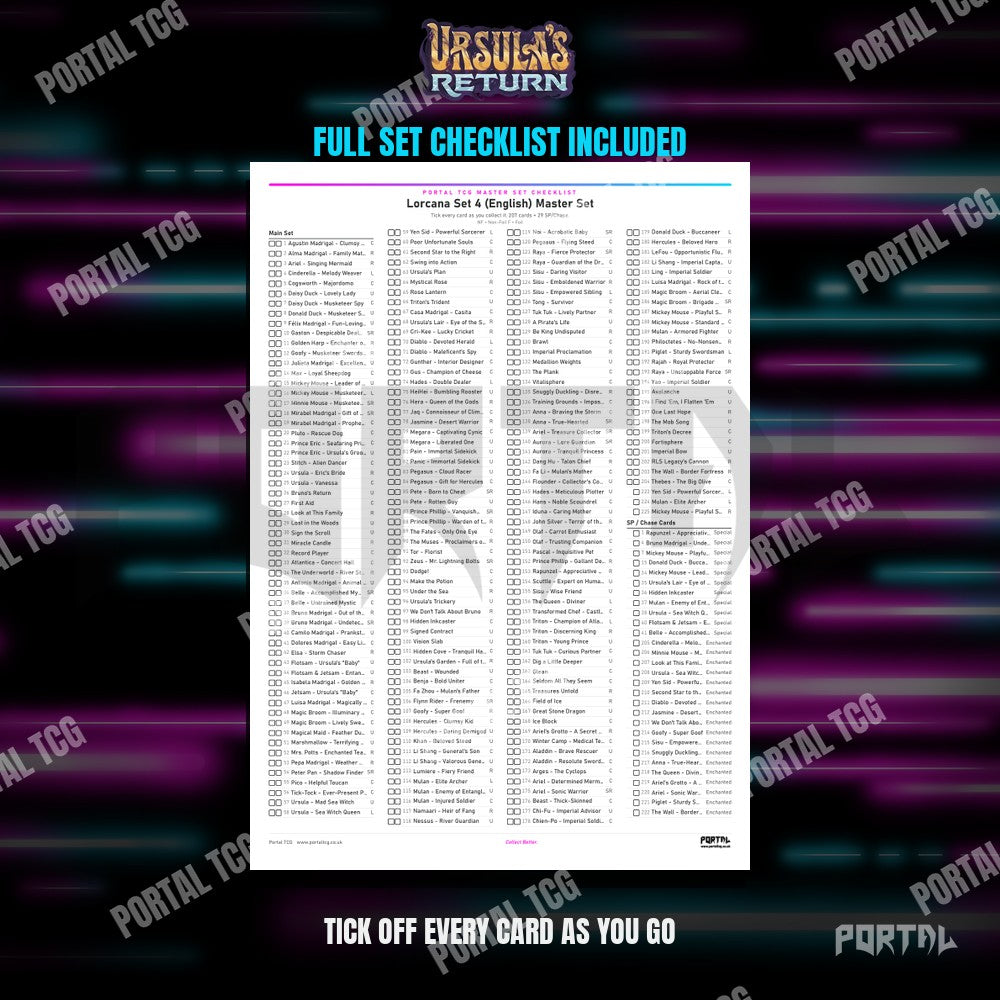Ursula's Return Placeholder Cards Checklist - Disney Lorcana