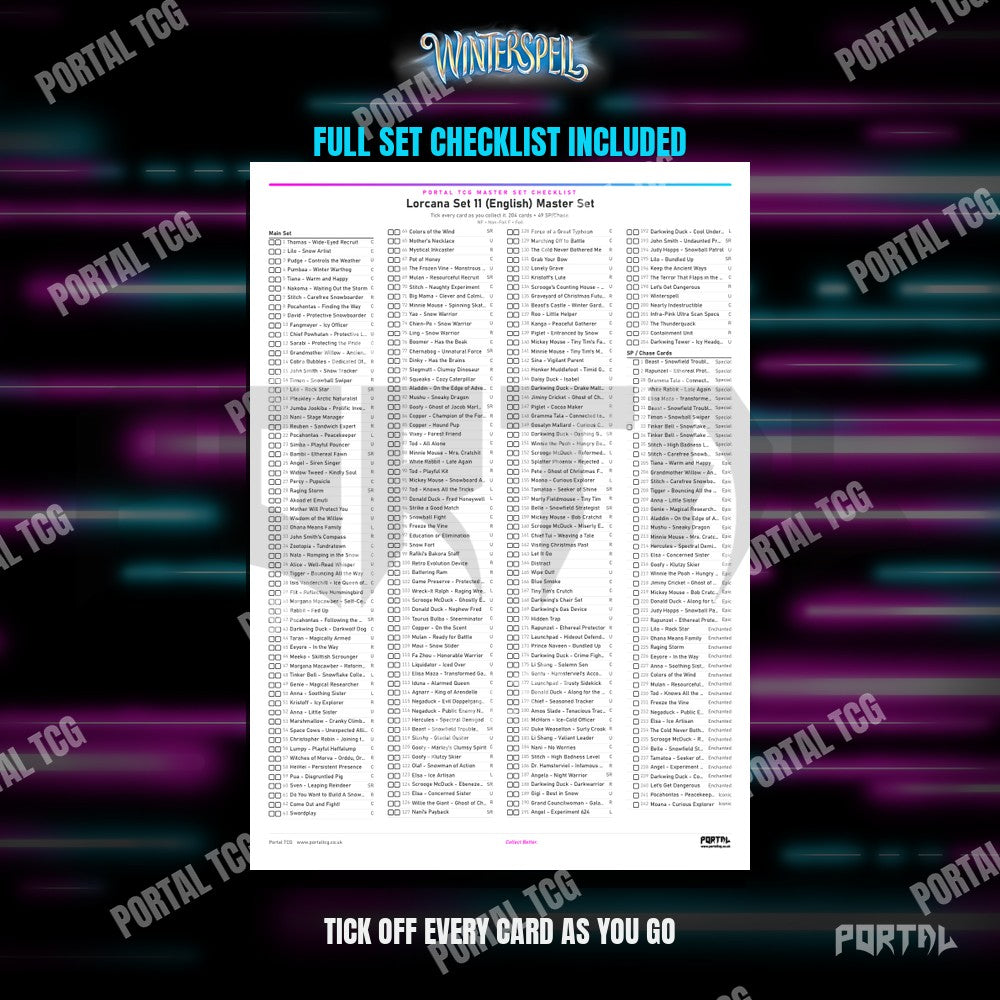 Winterspell Placeholder Cards Checklist - Disney Lorcana