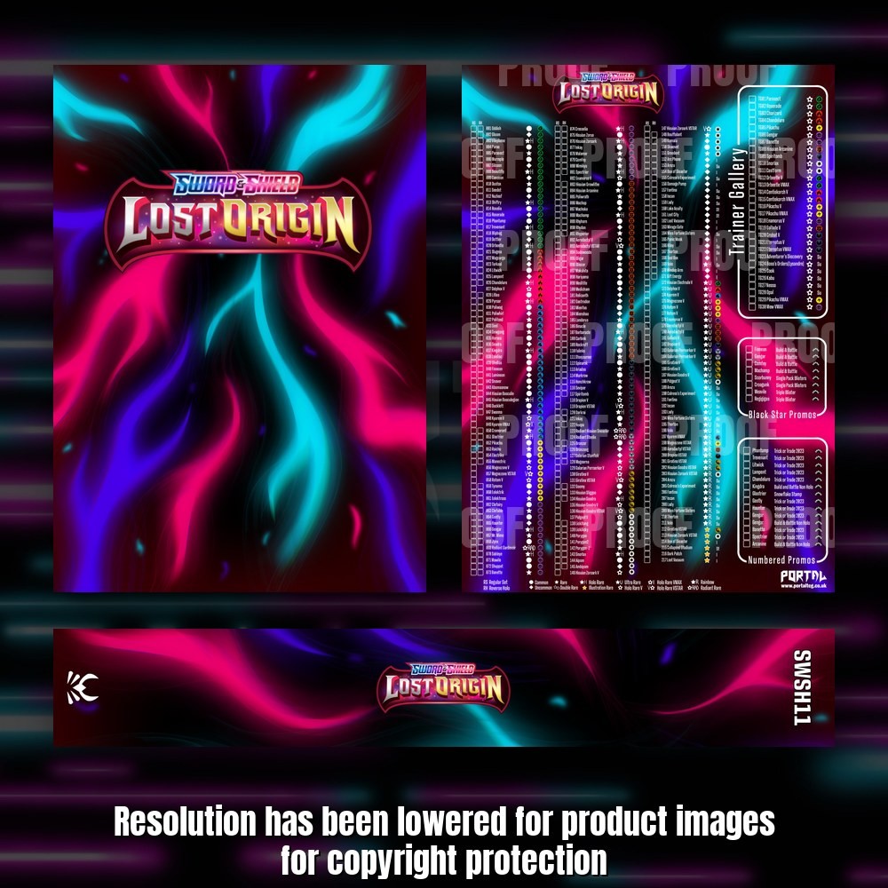 Pokemon Lost Origin master set checklist kit, full kit with cover, spine and checklist, Portal TCG