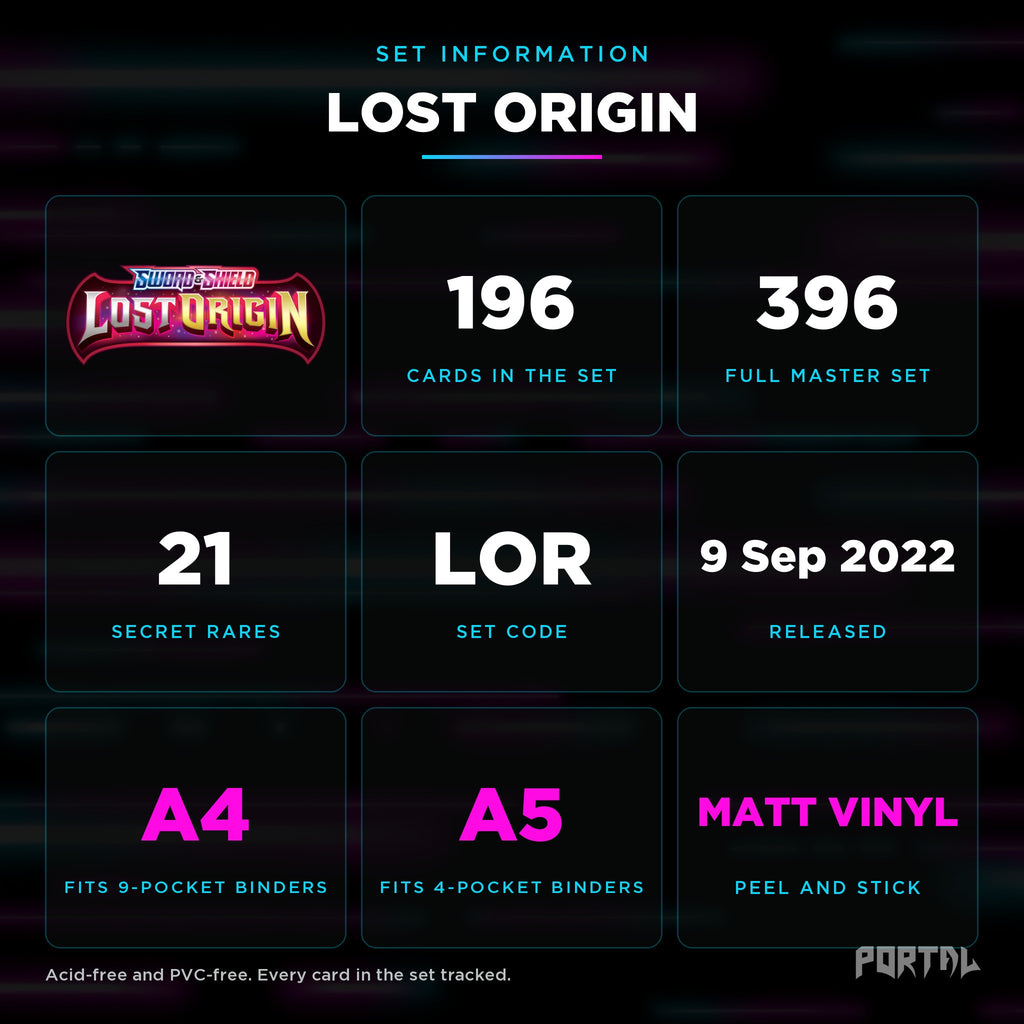Pokemon Lost Origin master set checklist kit, set information, Portal TCG