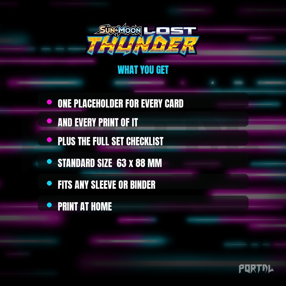 Pokemon Lost Thunder master set placeholders, what you get, Portal TCG