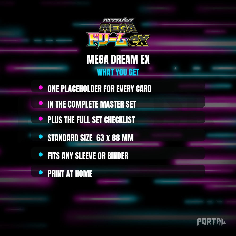 Mega Dream EX master set placeholder cards, what is included