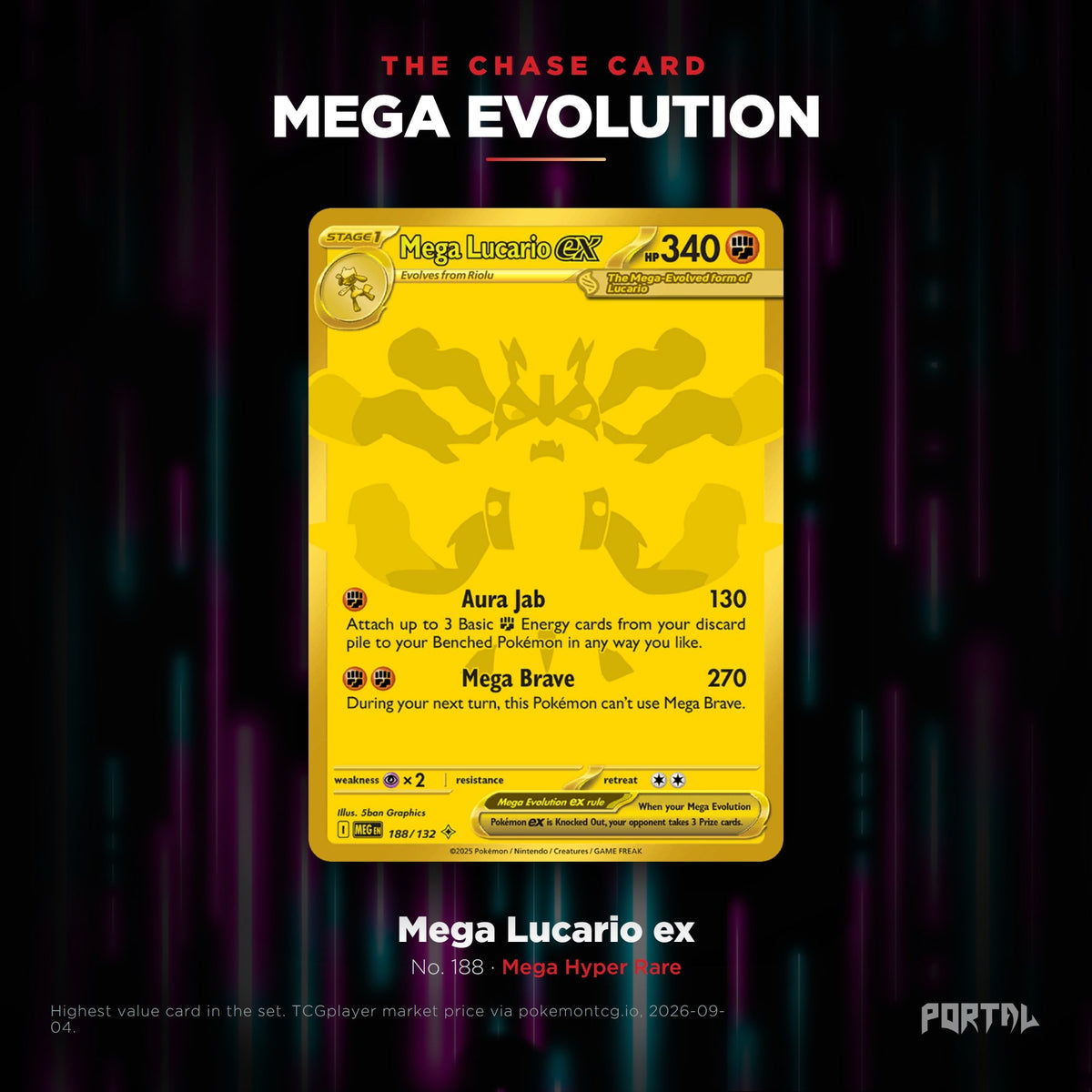 Pokemon Mega Evolution booster pack, chase card, Portal TCG