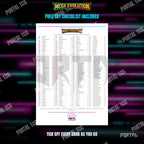 The free Mega Evolution master set checklist included with the placeholders