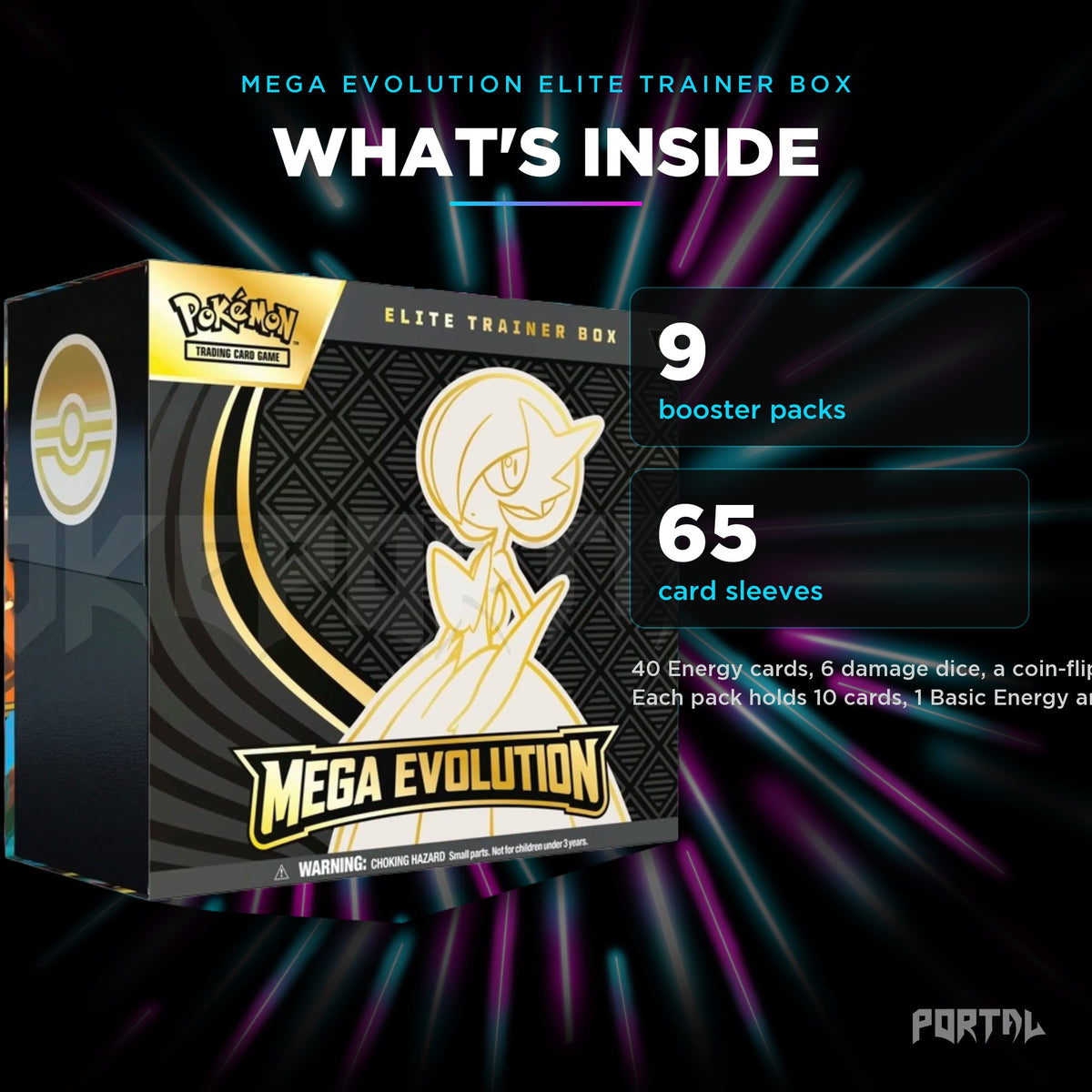 Pokemon Mega Evolution Gardevoir elite trainer box, what's inside, Portal TCG