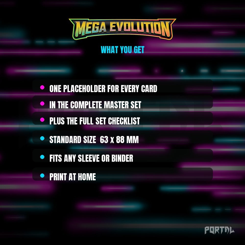 Pokemon Mega Evolution master set placeholders, what you get, Portal TCG