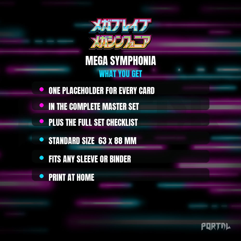 Mega Symphonia master set placeholder cards, what is included