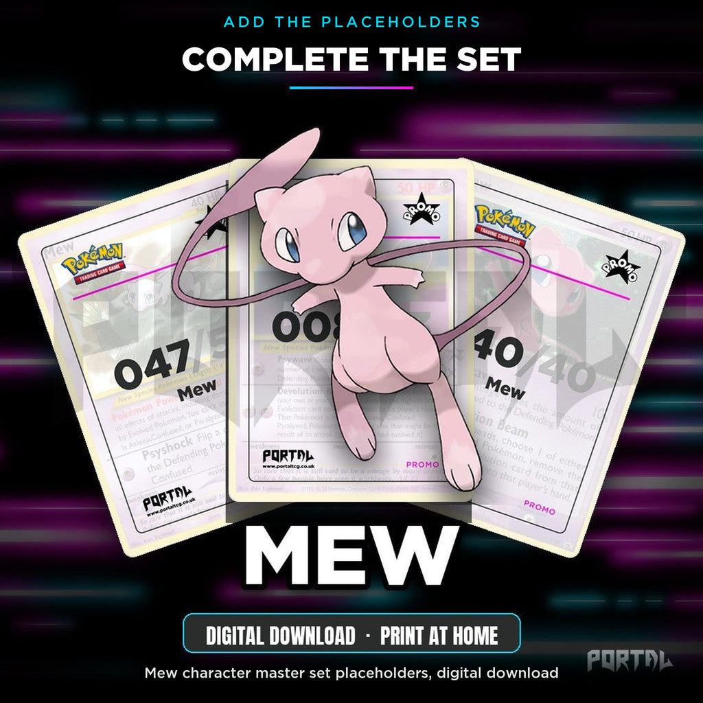 Pokemon Mew Character Binder, complete the set with Mew character master set placeholders, Portal TCG