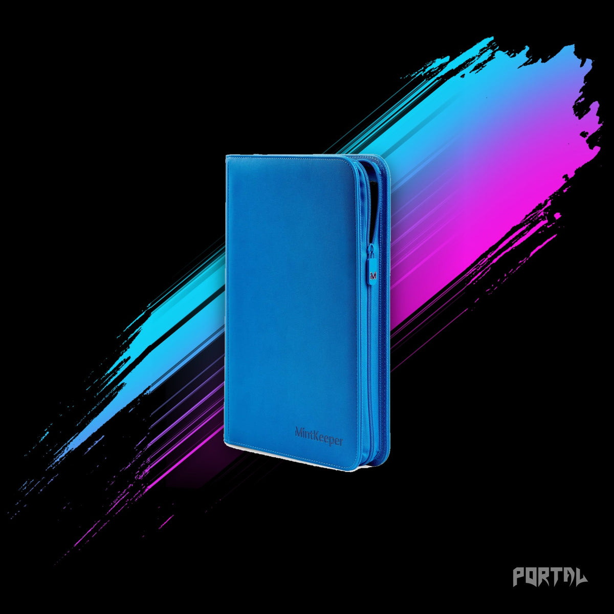 MintKeeper 4 Pocket Premium Zip Trading Card Binder, Blue, Portal TCG