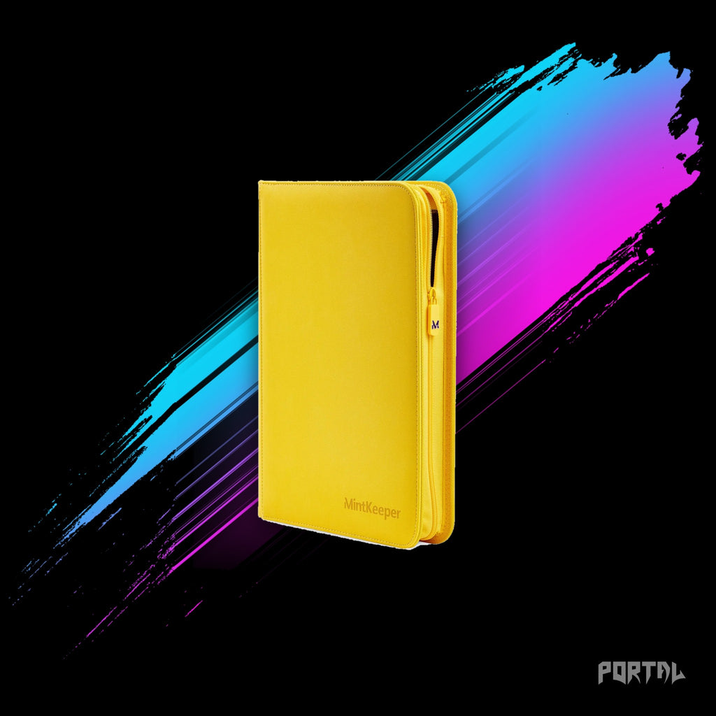 MintKeeper 9 Pocket Premium Zip Trading Card Binder, Yellow, Portal TCG