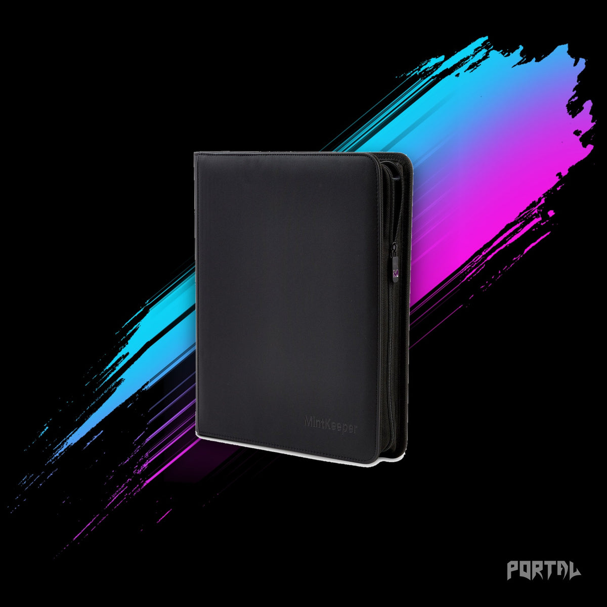 MintKeeper Premium 12 Pocket Zip Card Binder, Black, Portal TCG