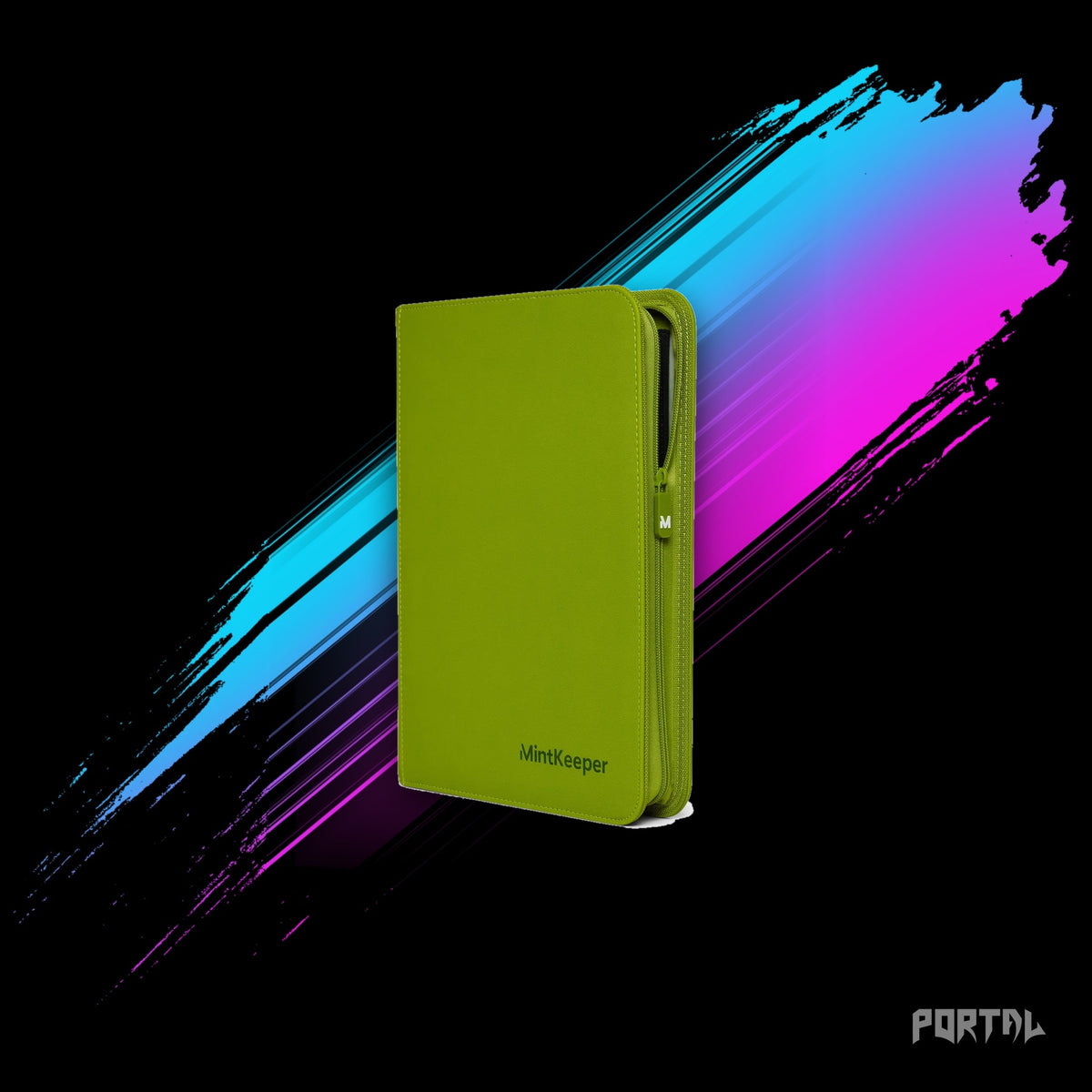 MintKeeper Premium 12 Pocket Zip Card Binder, Lime Green, Portal TCG