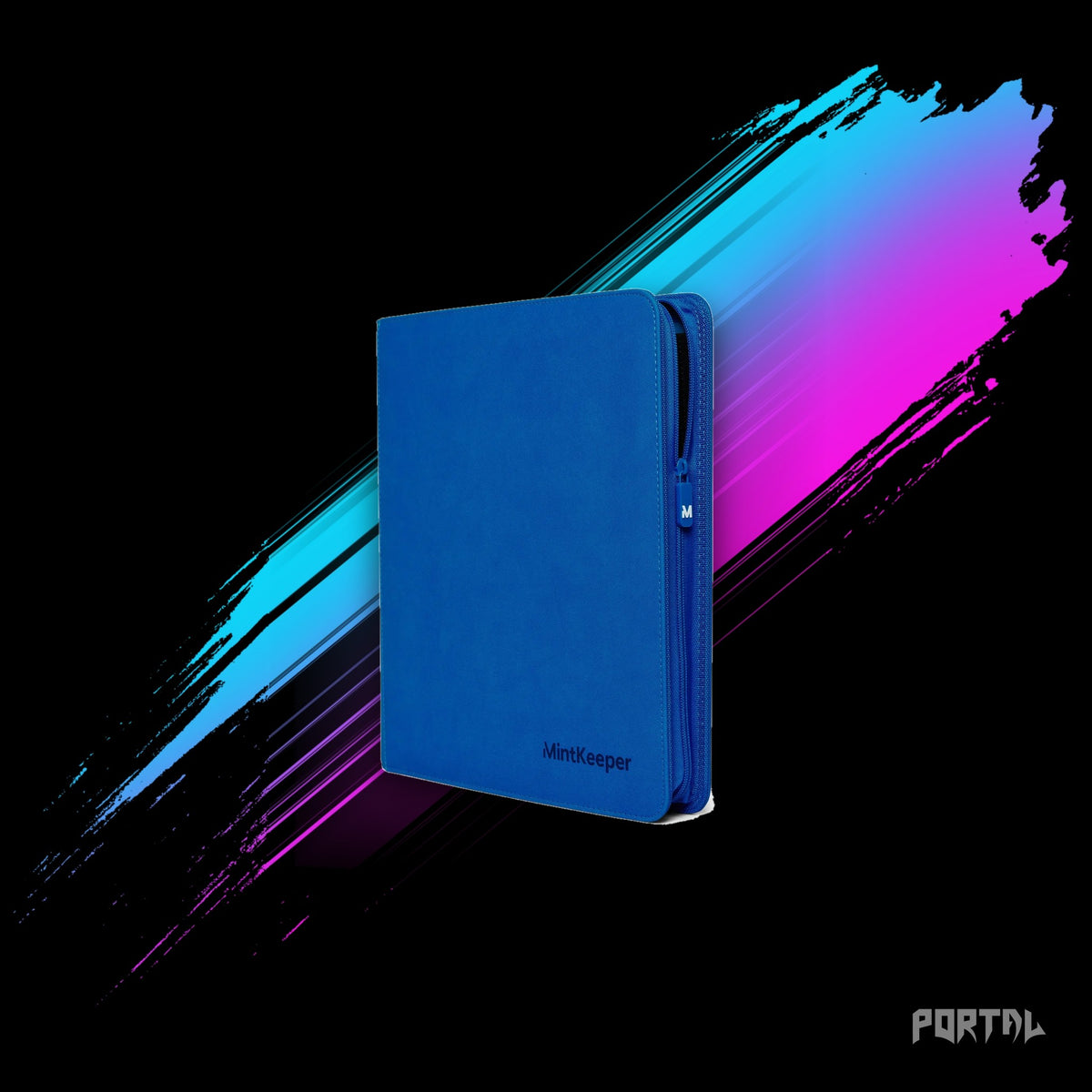 MintKeeper Premium 12 Pocket Zip Card Binder, Blue side view, Portal TCG