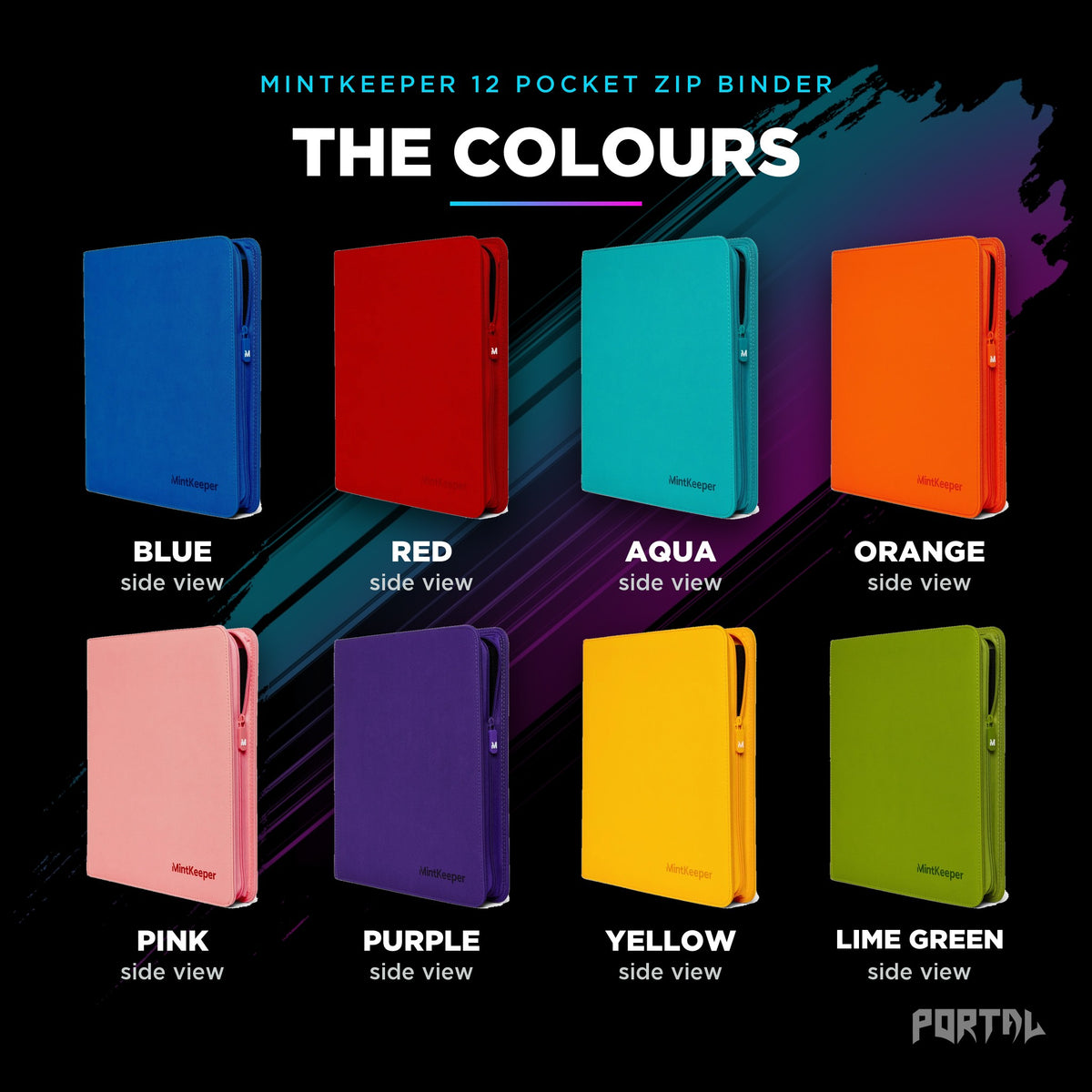 MintKeeper Premium 12 Pocket Zip Card Binder, colour range, Portal TCG