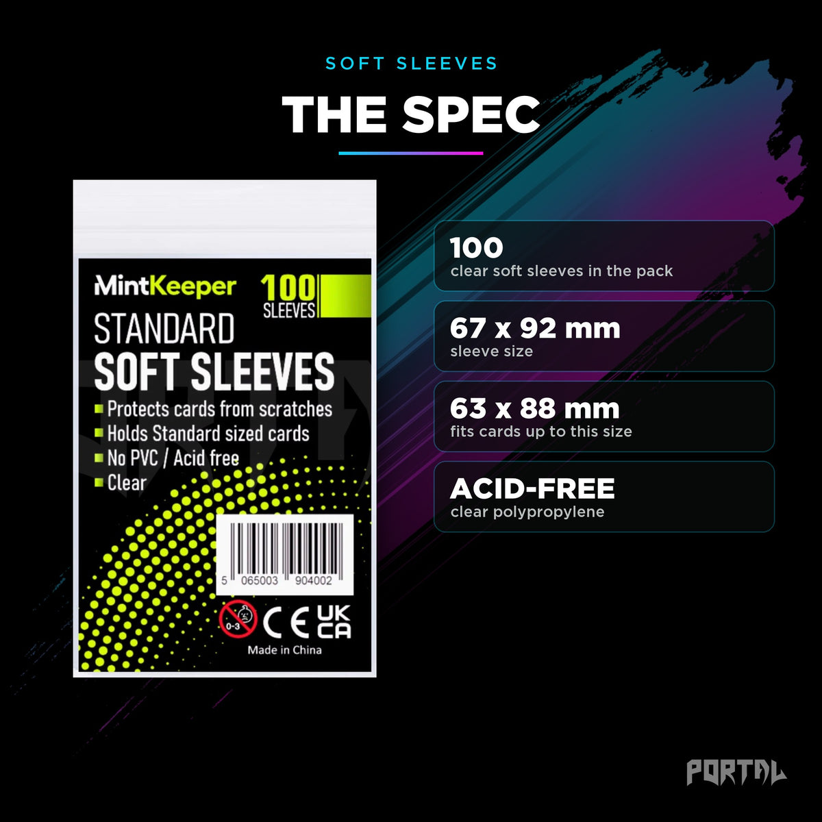 MintKeeper standard soft card sleeves, the spec, Portal TCG