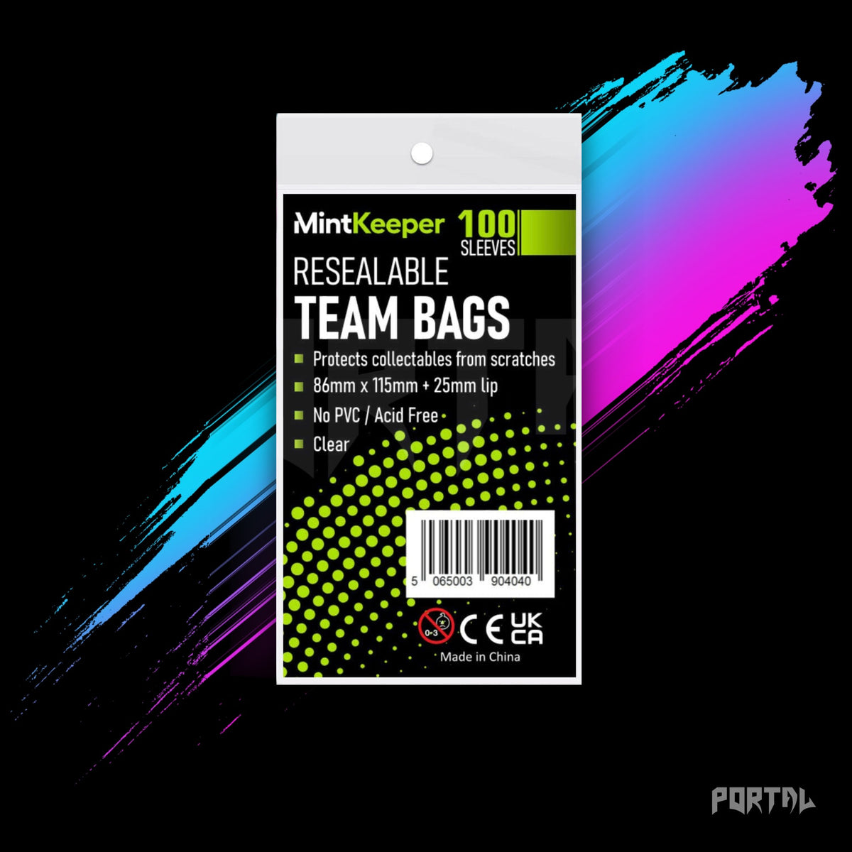 MintKeeper resealable team bags, front, Portal TCG