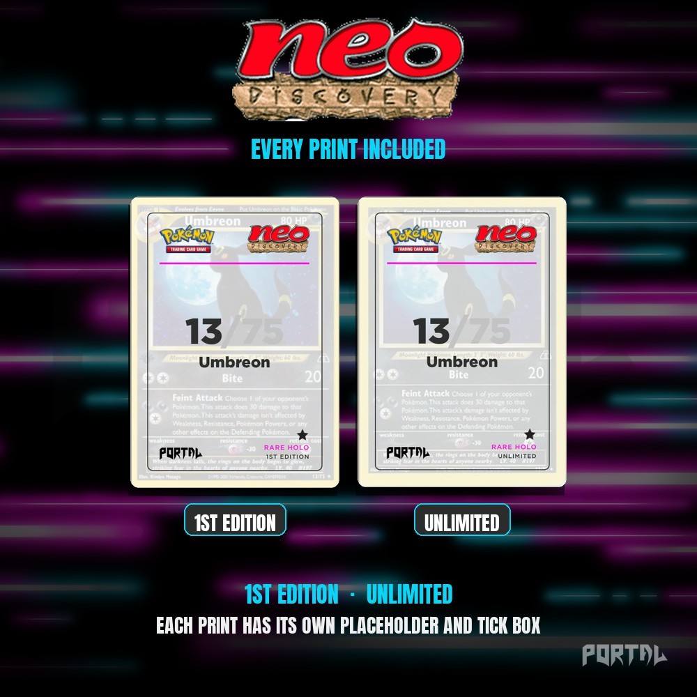 Pokemon Neo Discovery master set placeholders, every print included, Portal TCG