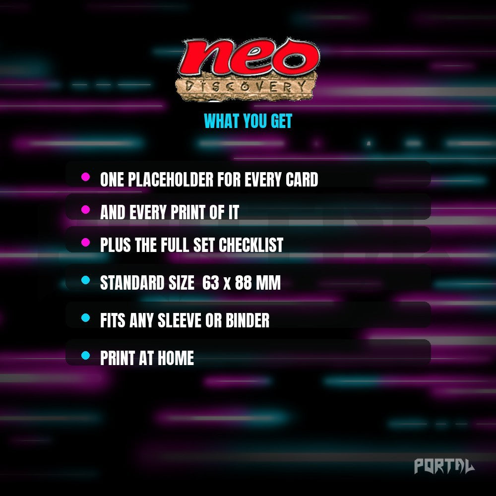 Pokemon Neo Discovery master set placeholders, what you get, Portal TCG