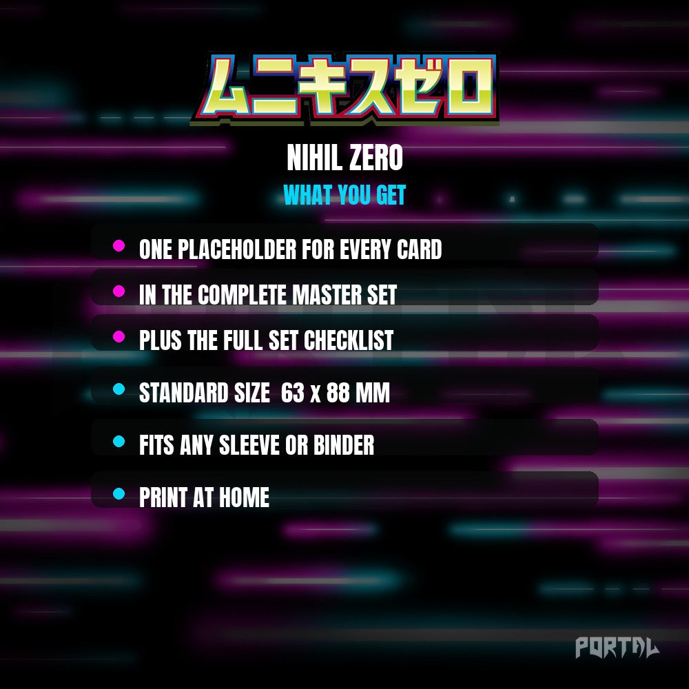 Nihil Zero master set placeholder cards, what is included