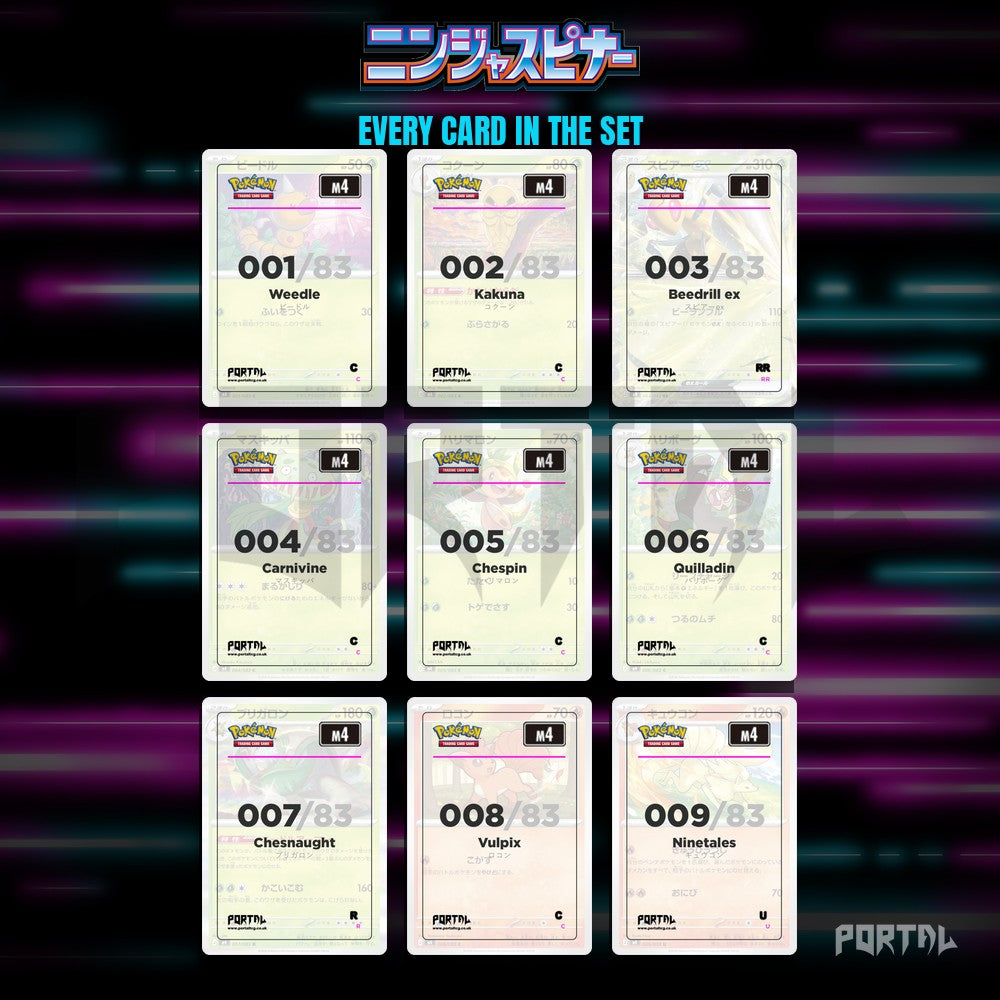 Ninja Spinner placeholder cards laid out in a nine pocket binder page