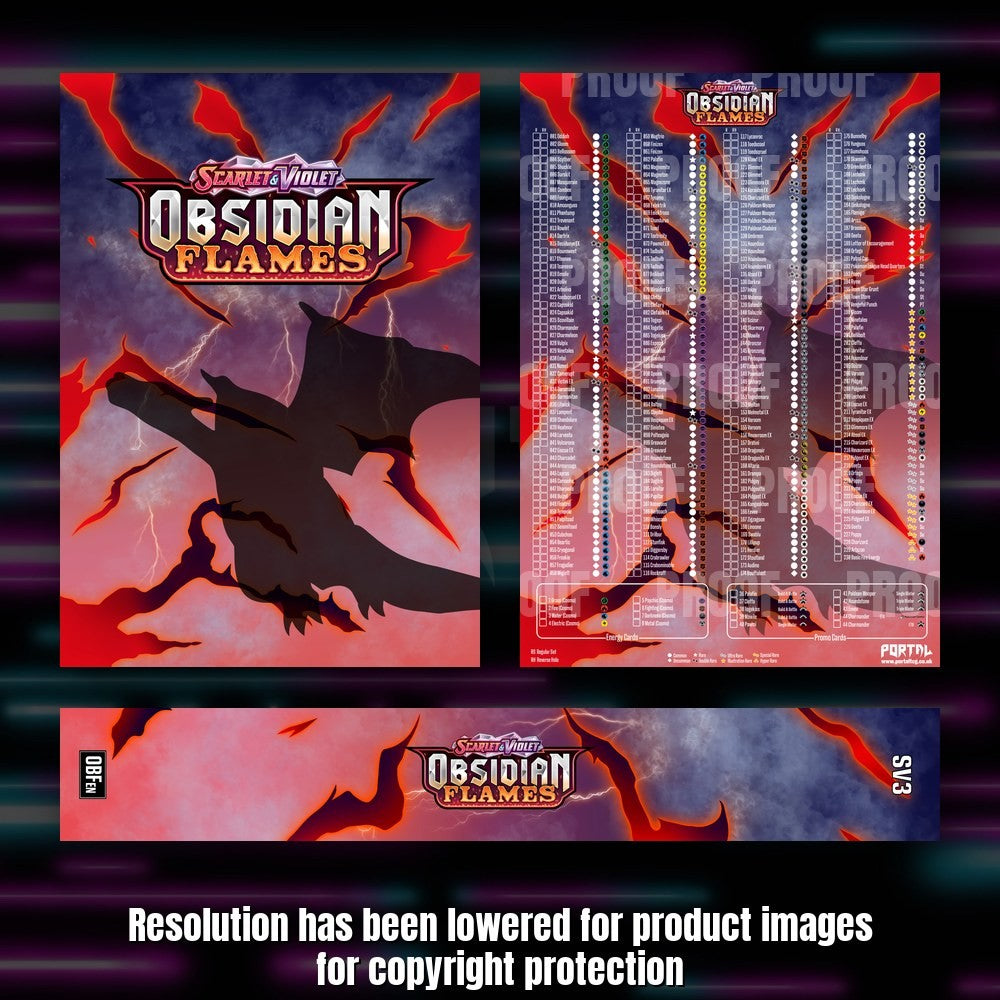 Pokemon Obsidian Flames master set checklist kit, full kit with cover, spine and checklist, Portal TCG