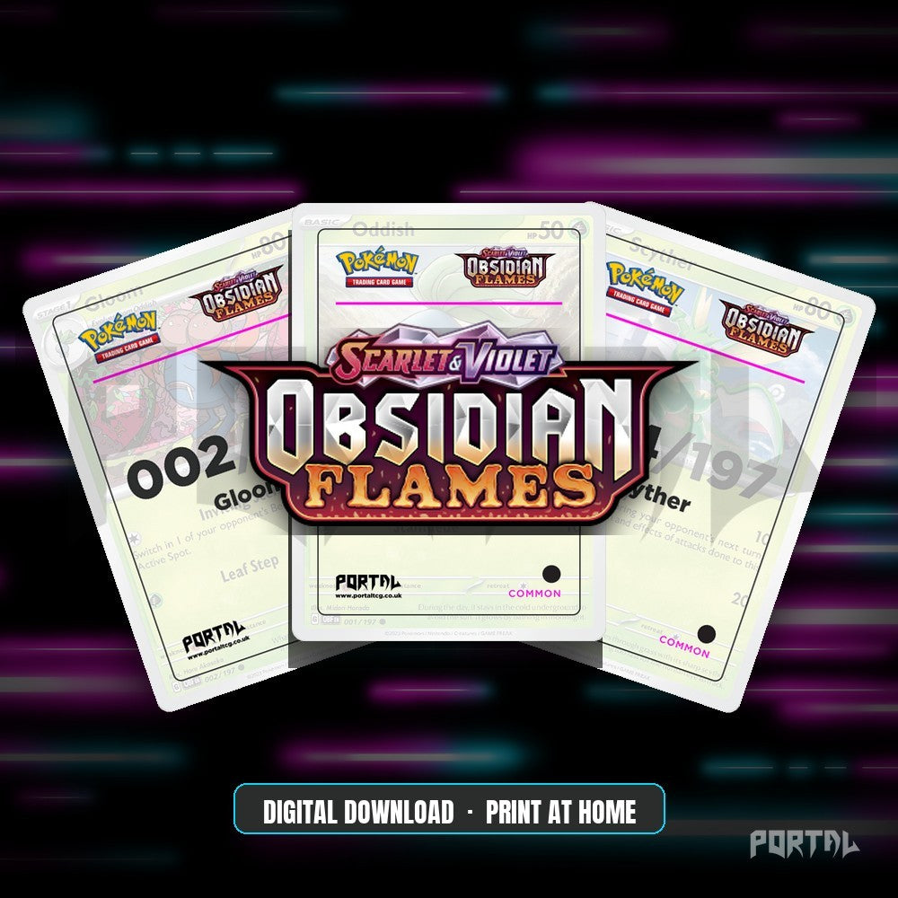 Obsidian Flames master set placeholders, digital download, Portal TCG