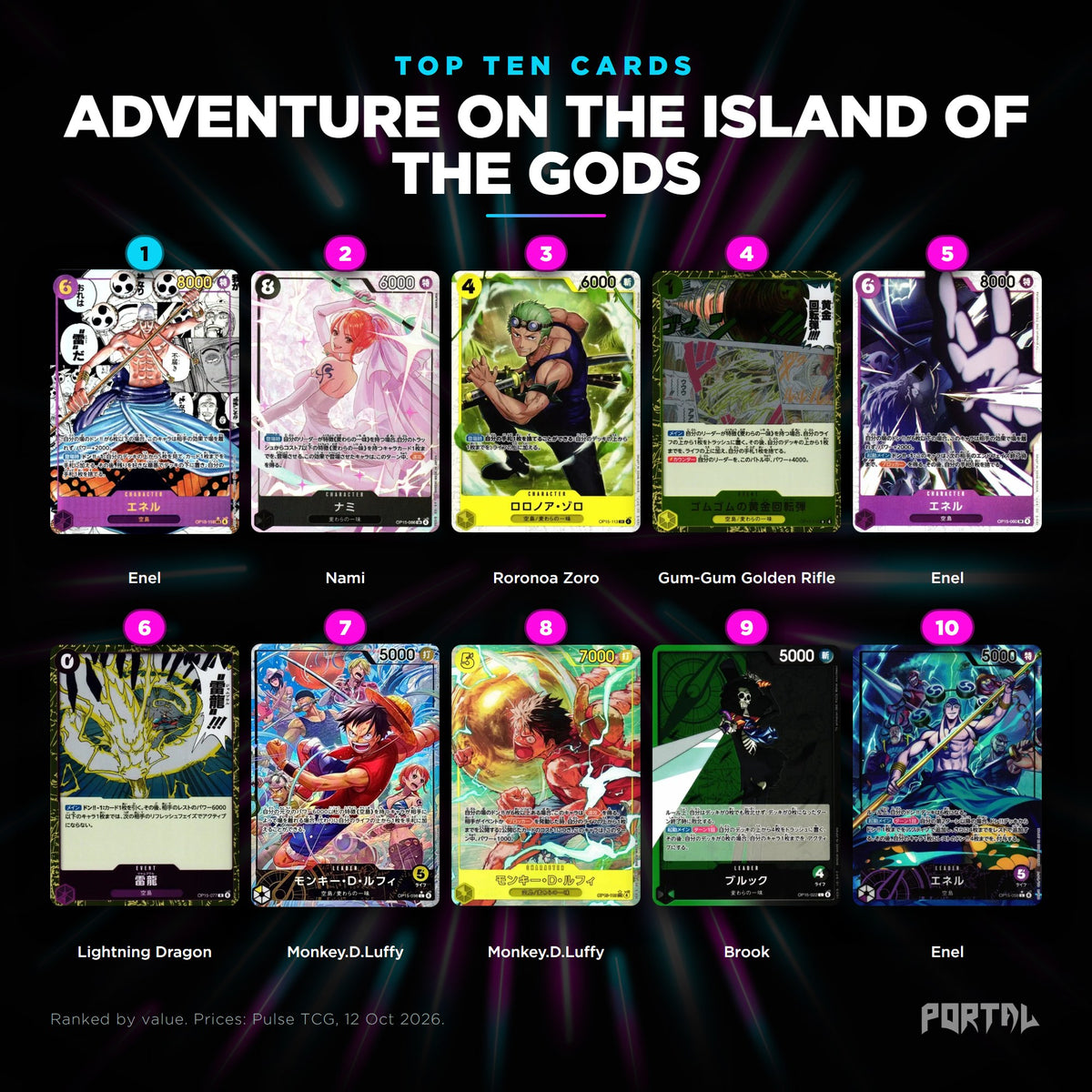 Adventure on the Island of the Gods Japanese top ten cards, prices from Pulse TCG, Portal TCG