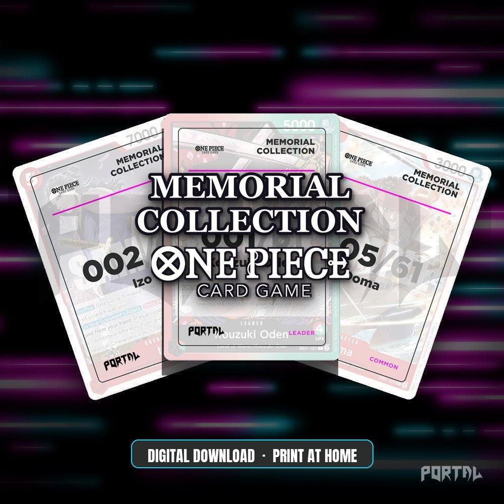One Piece Memorial Collection master set placeholders, digital download, Portal TCG