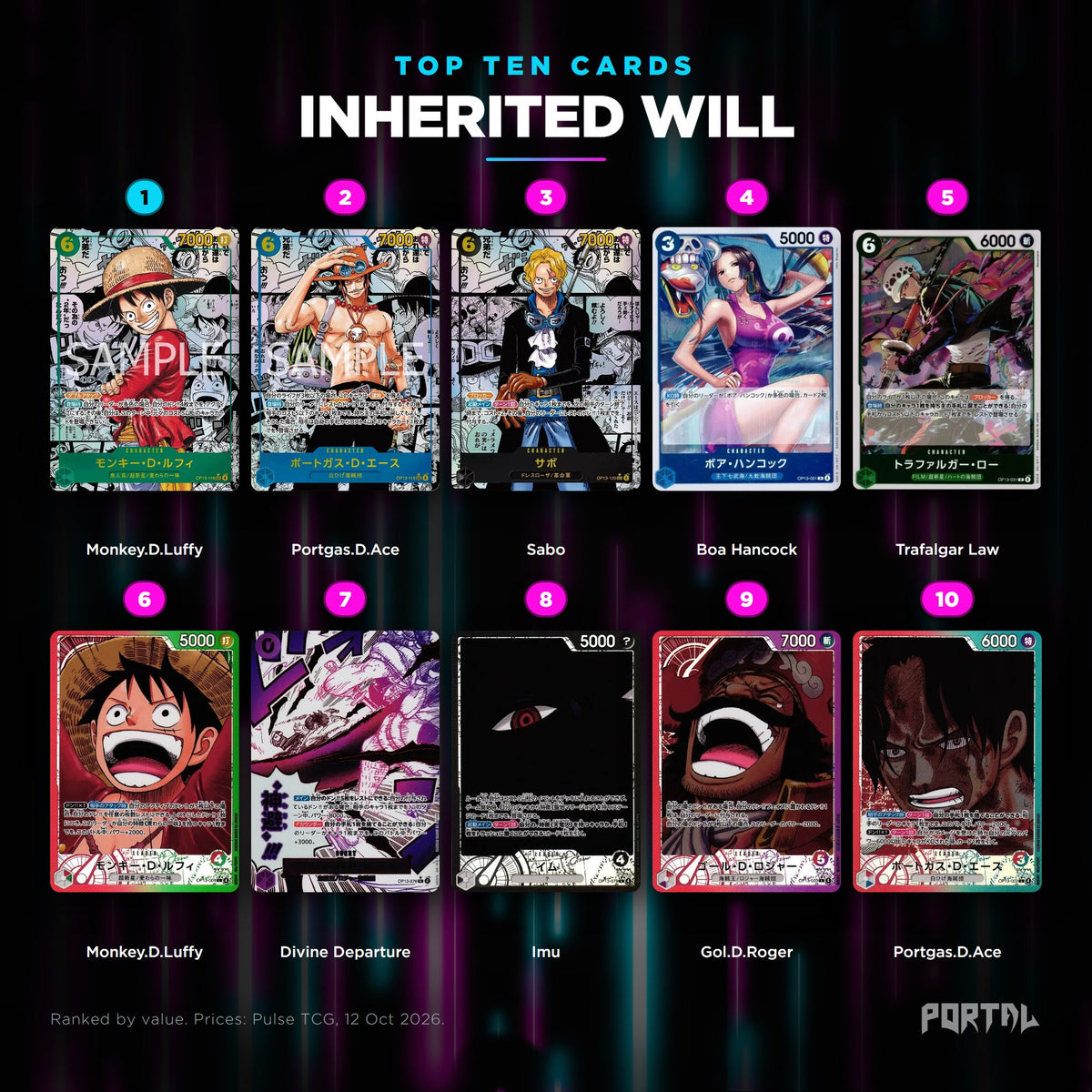 Inherited Will Japanese top ten cards, prices from Pulse TCG, Portal TCG