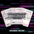 One Piece Romance Dawn master set placeholders, digital download, Portal TCG