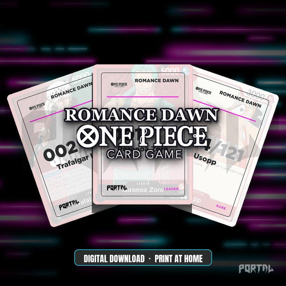 One Piece Romance Dawn master set placeholders, digital download, Portal TCG