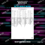 One Piece Romance Dawn master set placeholders, the free checklist included in the download, Portal TCG