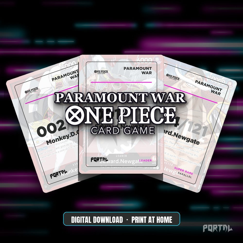 One Piece Paramount War master set placeholders, digital download, Portal TCG