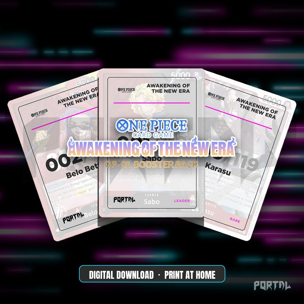 One Piece Awakening of the New Era master set placeholders, digital download, Portal TCG