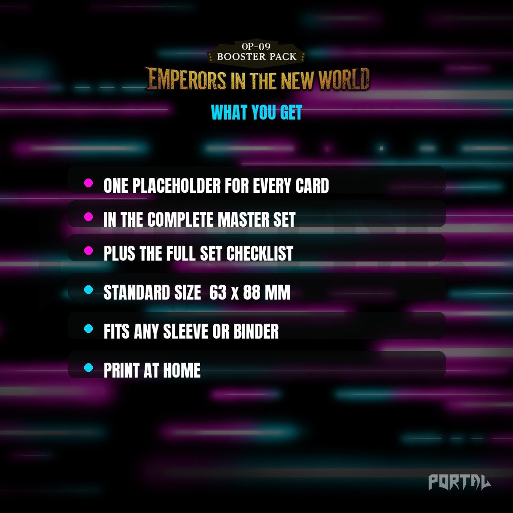 One Piece Emperors in the New World master set placeholders, what you get, Portal TCG
