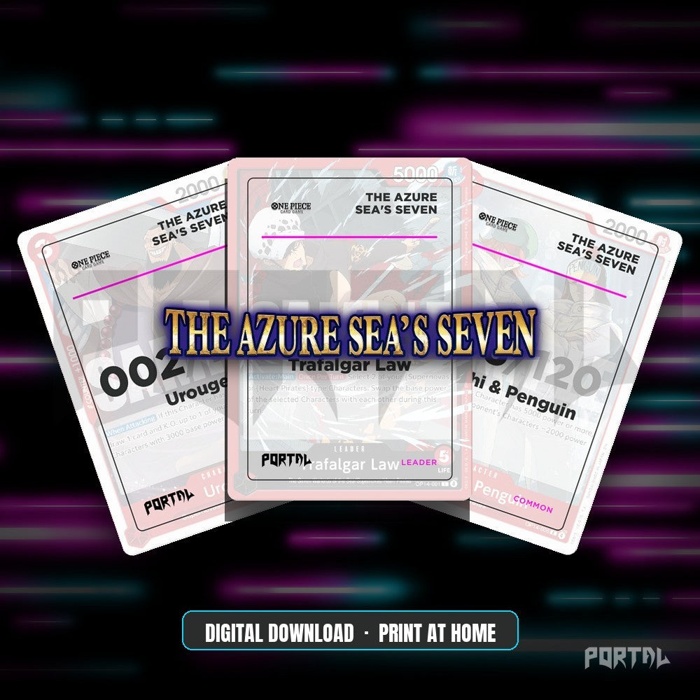 One Piece The Azure Sea's Seven master set placeholders, digital download, Portal TCG
