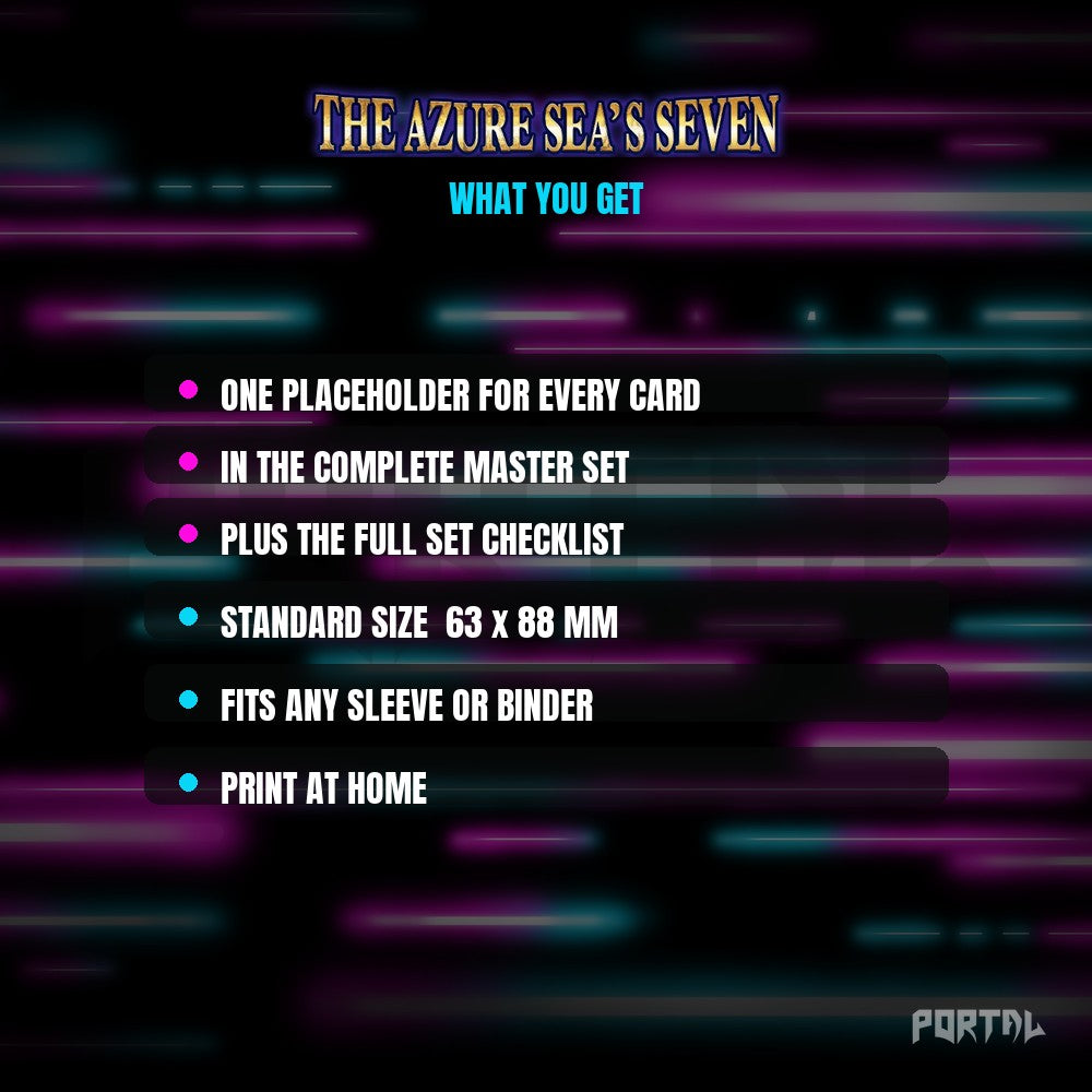 One Piece The Azure Sea's Seven master set placeholders, what you get, Portal TCG
