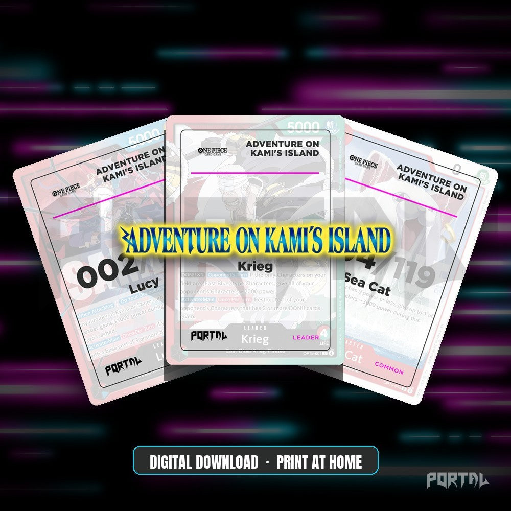 One Piece Adventure on Kami's Island master set placeholders, digital download, Portal TCG