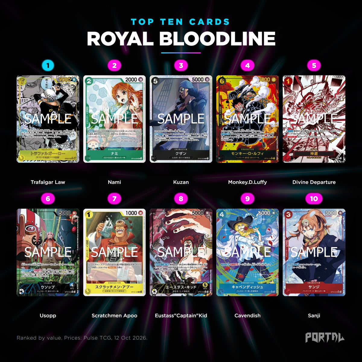 Royal Bloodline Japanese top ten cards, prices from Pulse TCG, Portal TCG