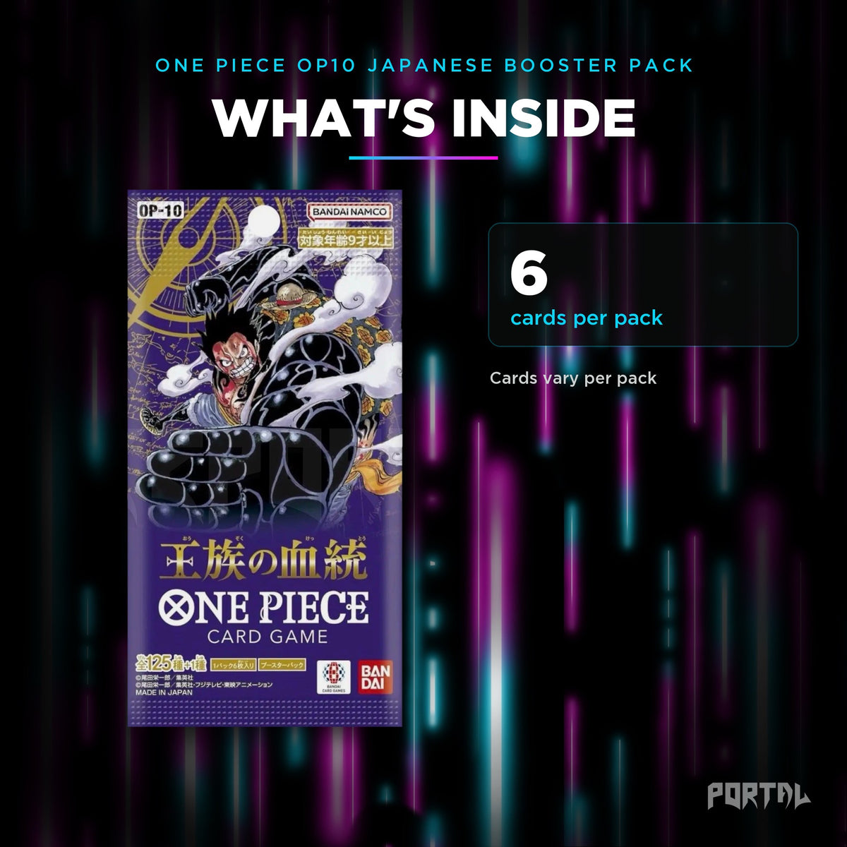 Royal Bloodline Japanese booster pack, what's inside: 6 cards per pack, Portal TCG