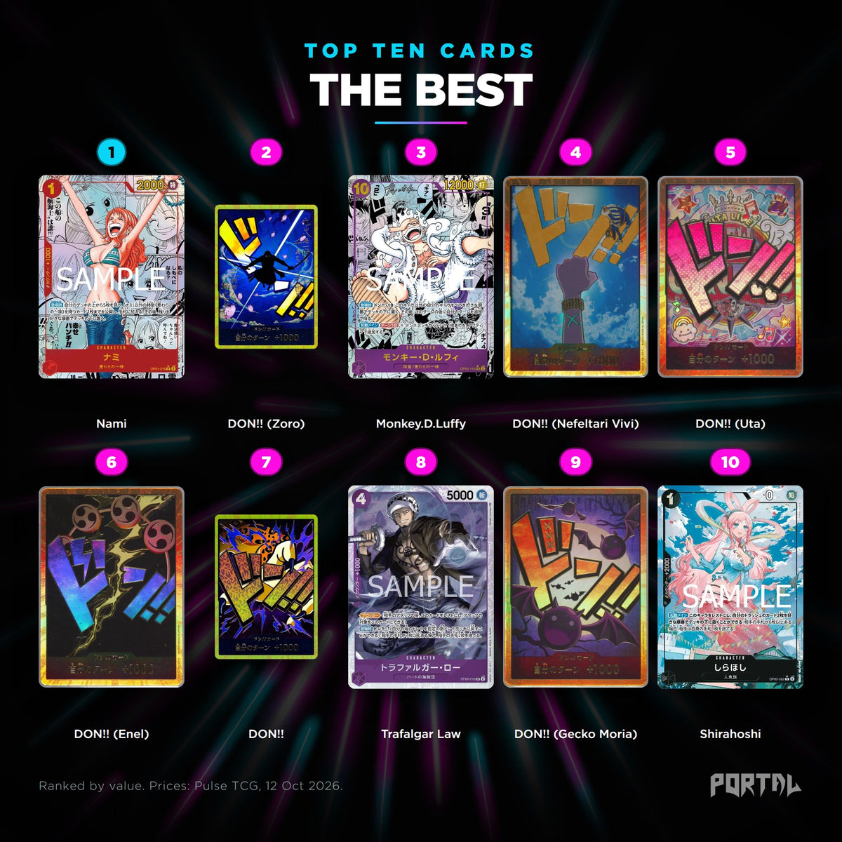 The Best Japanese top ten cards, prices from Pulse TCG, Portal TCG