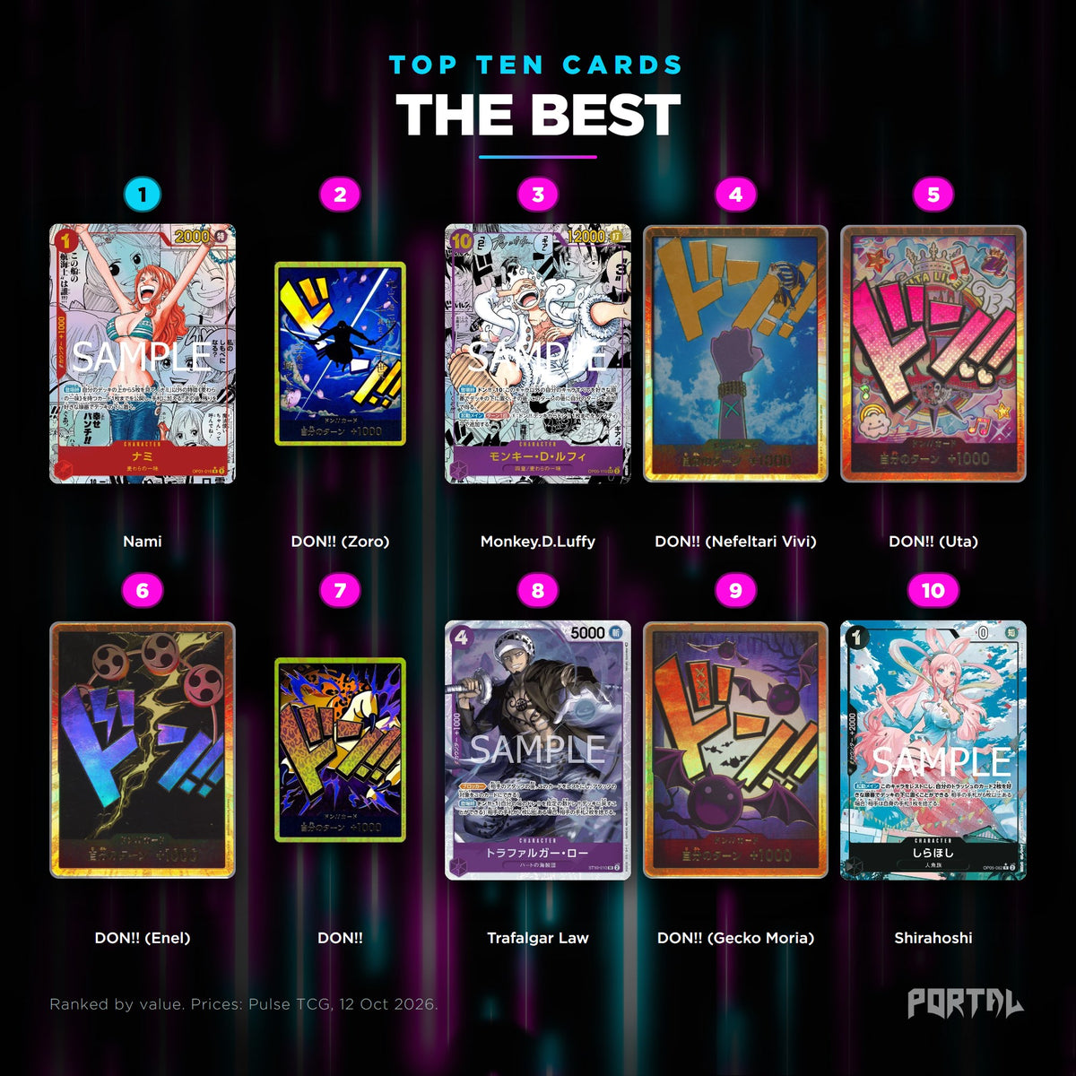 The Best Japanese top ten cards, prices from Pulse TCG, Portal TCG