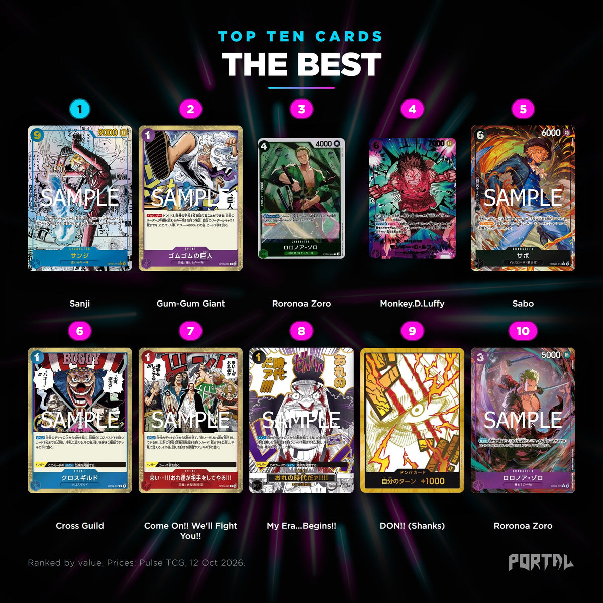 The Best Japanese top ten cards, prices from Pulse TCG, Portal TCG