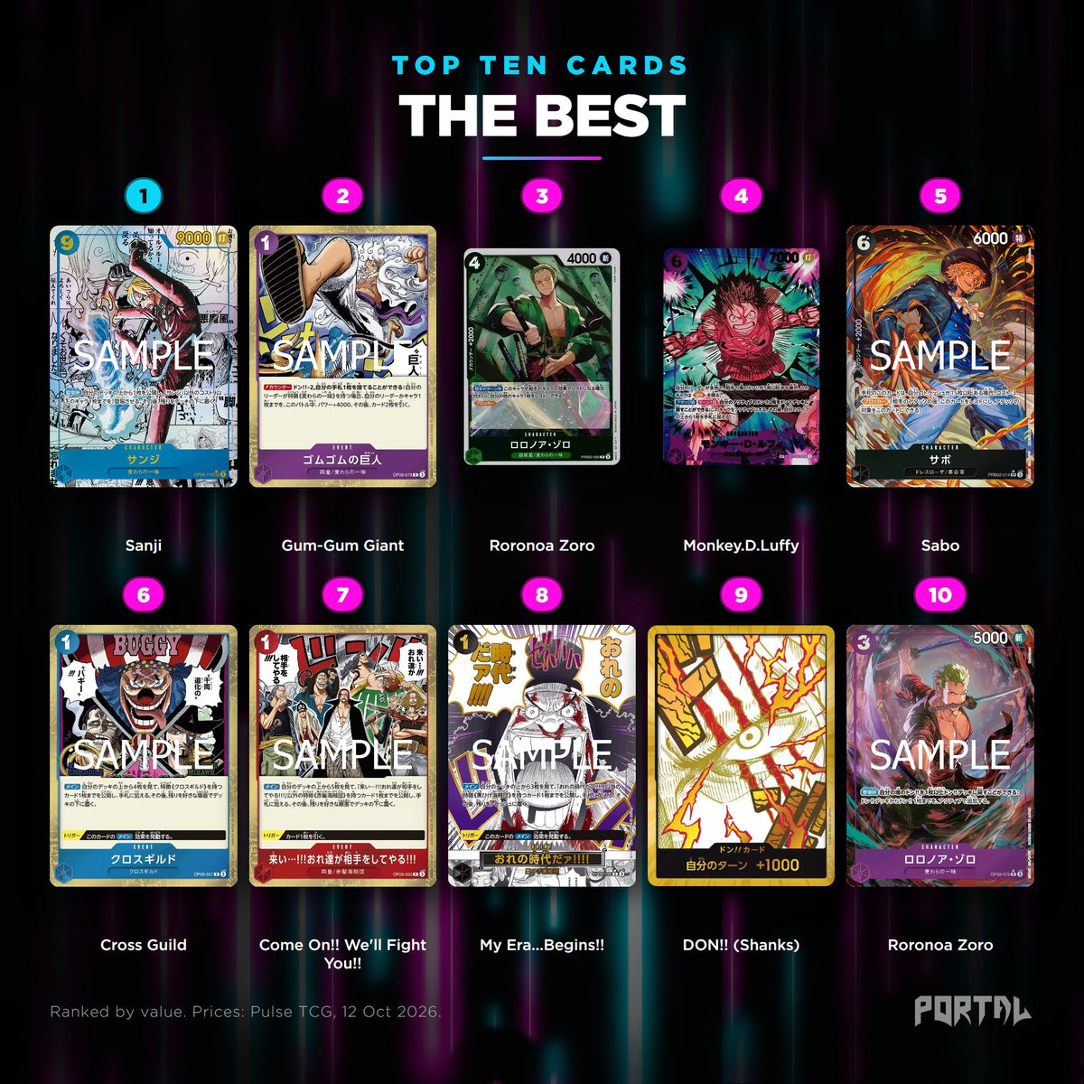The Best Japanese top ten cards, prices from Pulse TCG, Portal TCG