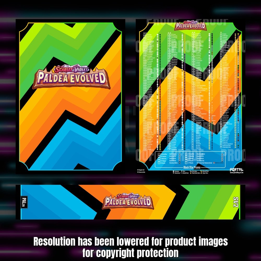 Pokemon Paldea Evolved master set checklist kit, full kit with cover, spine and checklist, Portal TCG